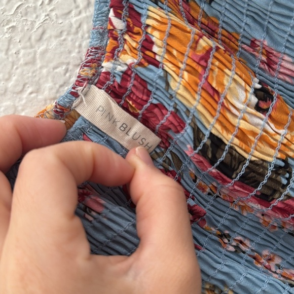 PinkBlush Blue Floral Smocked Maxi Dress - Picture 6 of 8